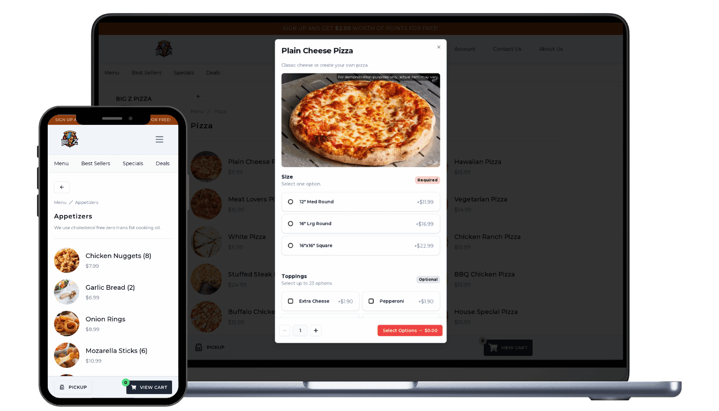 Dinevate platform on multiple devices