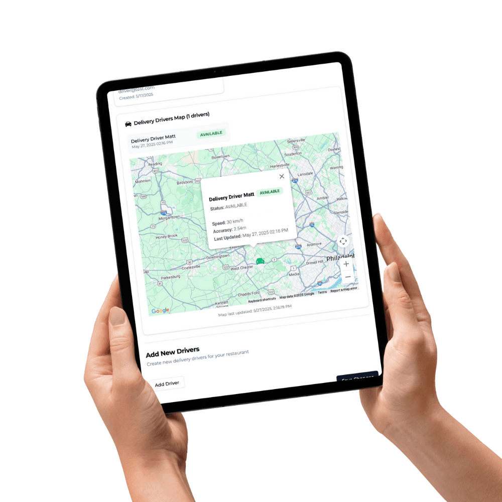 Real-time order dashboard showing live delivery orders