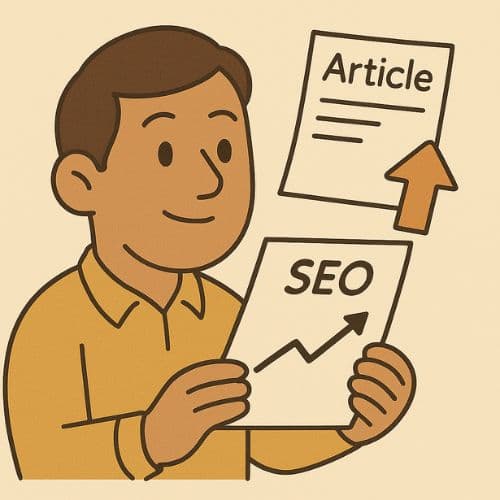 Restaurant owner checking increased traffic stats from SEO articles
