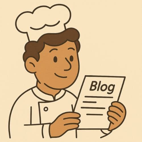 Chef reading a blog post written for their restaurant