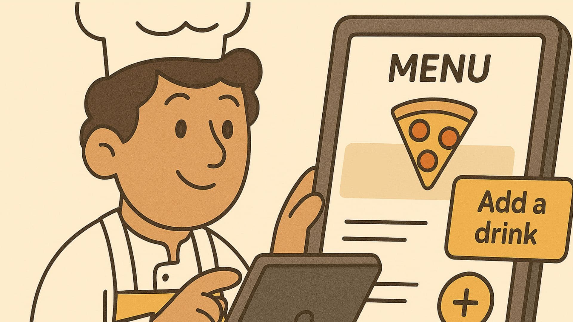 Chef updating restaurant menu from a tablet